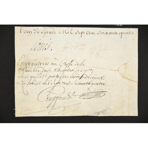 71 - Louis XV (1710 - 1774) Original Signature dated 1764.