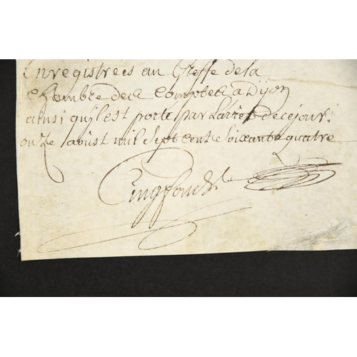 71 - Louis XV (1710 - 1774) Original Signature dated 1764.