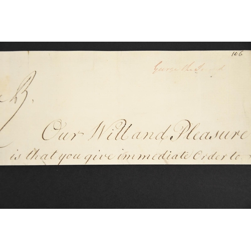 93 - George III (1788 - 1820) Ink signature on part of document