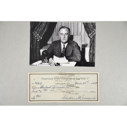 97 - Franklin D Roosevelt (1882 - 1945) Signed cheque dated 1944.