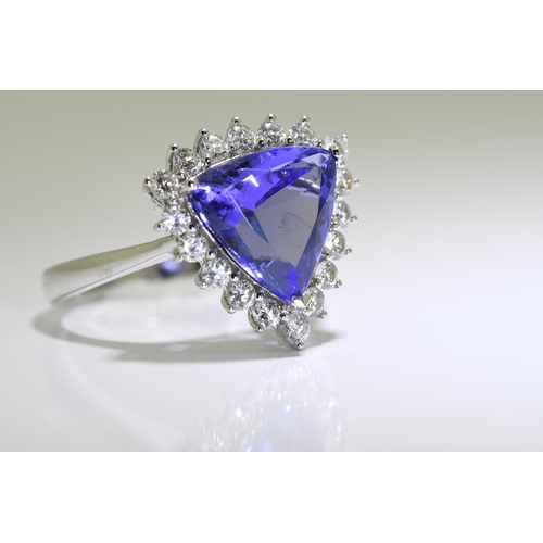 1 - 4.74 Carat Tanzanite & Diamond Ring