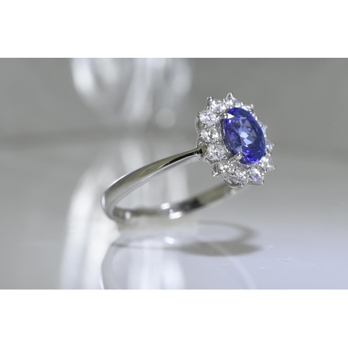 10 - 1.54 Carat Tanzanite & Diamond Ring