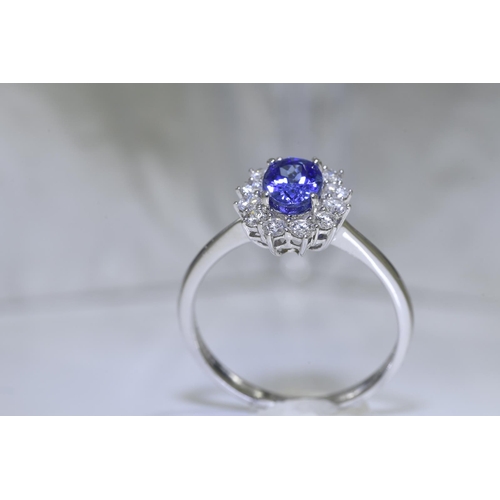 10 - 1.54 Carat Tanzanite & Diamond Ring