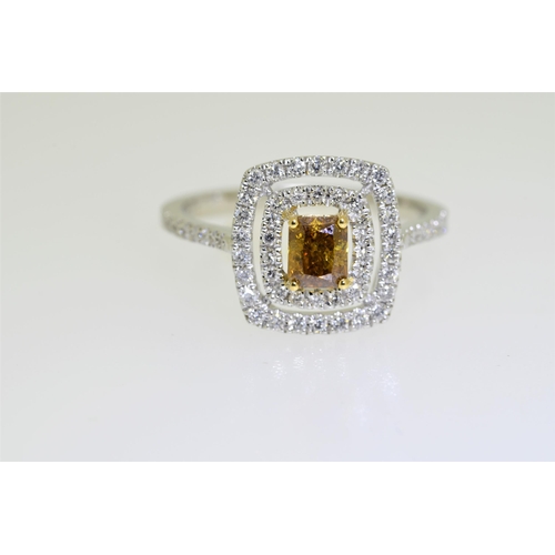 12 - 1.02 Carat Cognac & White Diamond Ring