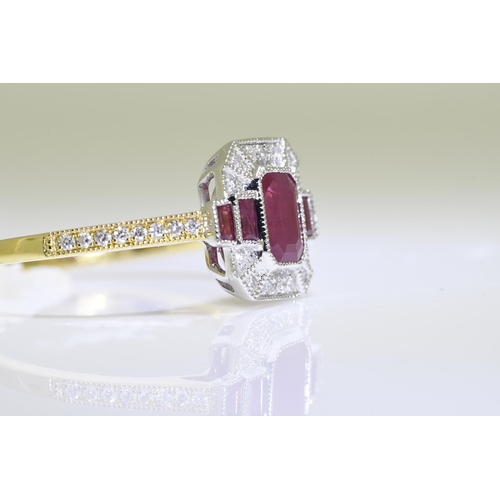 14 - Ruby & Diamond Ring Art Deco Style