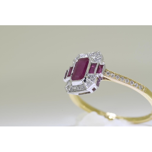 14 - Ruby & Diamond Ring Art Deco Style