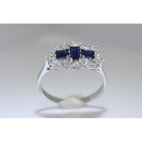 19 - Blue Sapphire & Diamond Ring