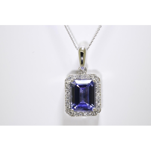 27 - Tanzanite & Diamond Pendant set in 18 carat white gold