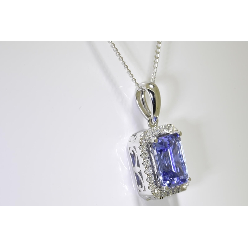 27 - Tanzanite & Diamond Pendant set in 18 carat white gold