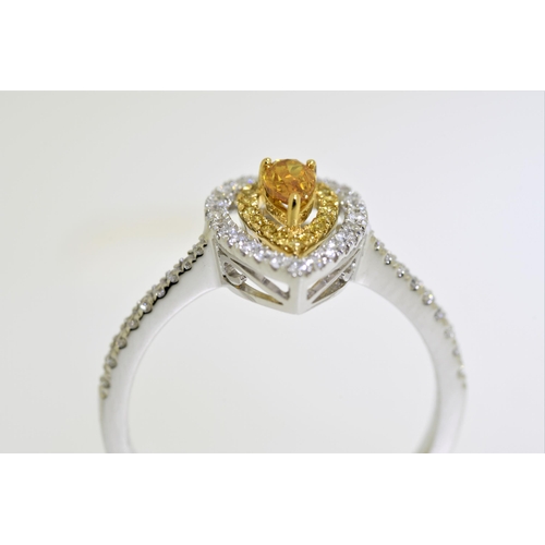 3 - Yellow, Cognac & White Diamond Pear Shaped Ring