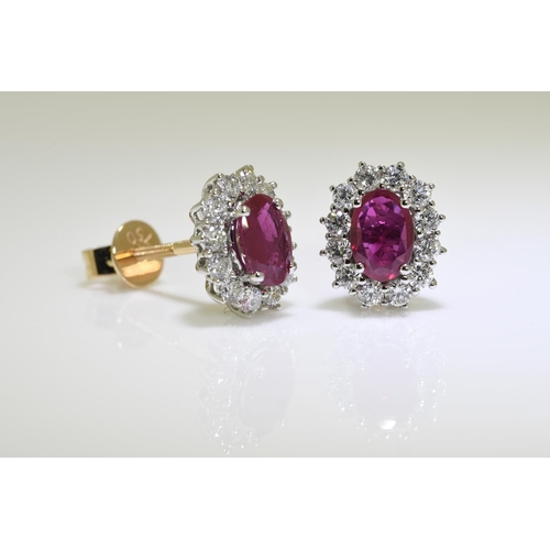 30 - 1.75carat Ruby & Diamond Earrings
