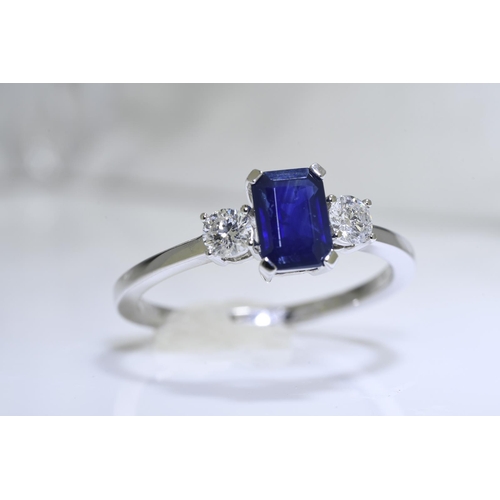 35 - Blue Sapphire & Diamond Ring