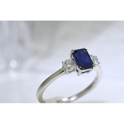 35 - Blue Sapphire & Diamond Ring