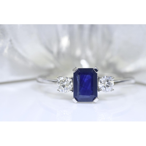 35 - Blue Sapphire & Diamond Ring