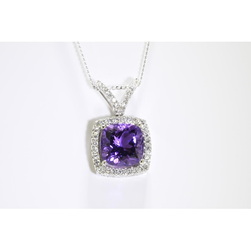 40 - Amethyst & Diamond Pendant