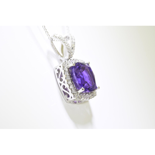 40 - Amethyst & Diamond Pendant