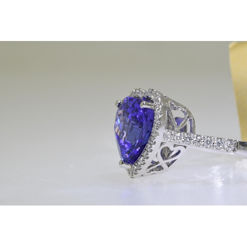 42 - 6.70 Carat Tanzanite & Diamond Ring set in 18ct White Gold