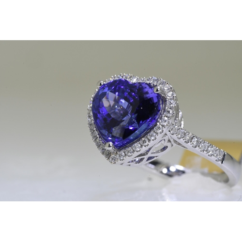 42 - 6.70 Carat Tanzanite & Diamond Ring set in 18ct White Gold