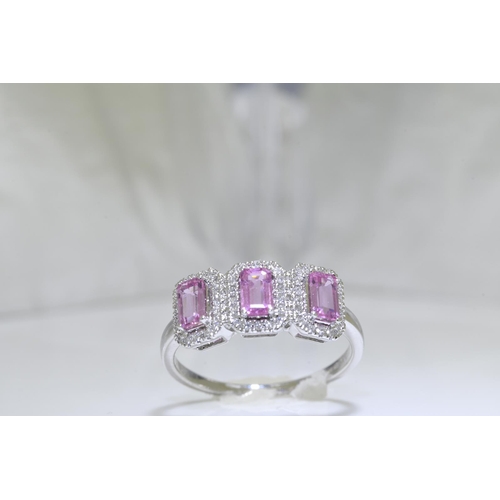 47 - Pink Sapphire & Diamond Ring