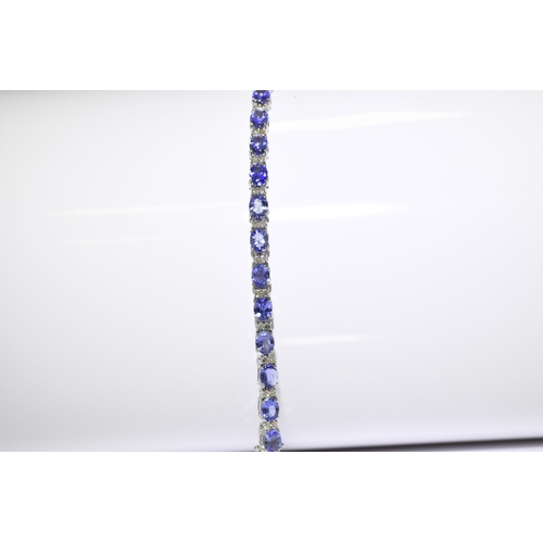 5 - 9.24 carat Tanzanite & Diamond Bracelet set in 18ct White Gold