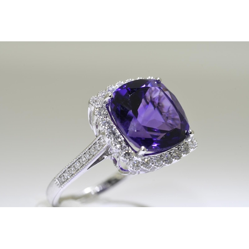 51 - 7.53 Carat Amethyst & Diamond Ring