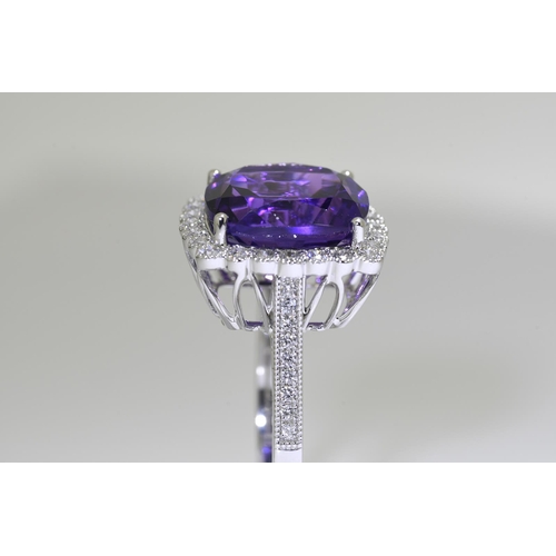 51 - 7.53 Carat Amethyst & Diamond Ring