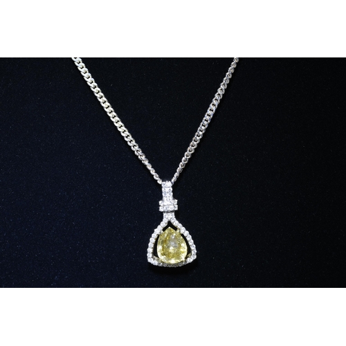 54 - Diamond Pendant with 1.46 carat Pear Shaped Solitaire Coloured Diamond