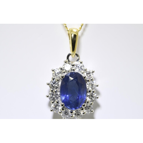 58 - 1.55 Carat Blue Sapphire & Diamond Pendant