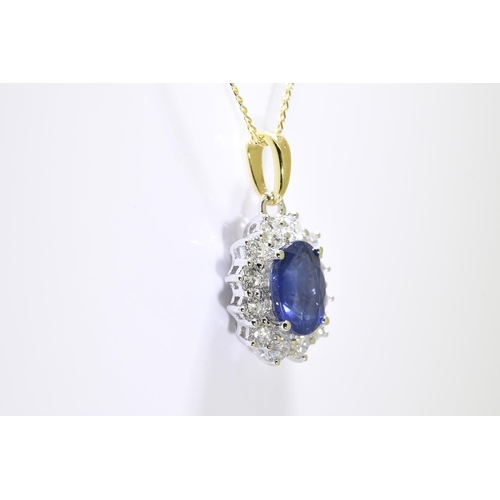 58 - 1.55 Carat Blue Sapphire & Diamond Pendant