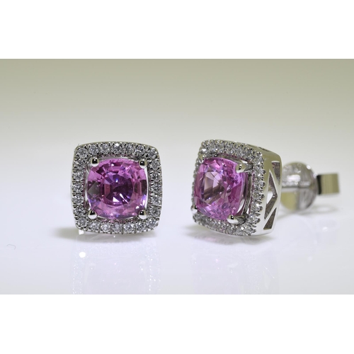 59 - Pink Sapphire & Diamond Earrings