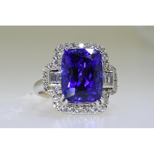 61 - 8 Carat Tanzanite & Diamond Ring