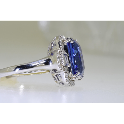 61 - 8 Carat Tanzanite & Diamond Ring