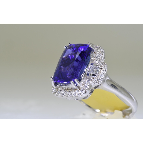 61 - 8 Carat Tanzanite & Diamond Ring