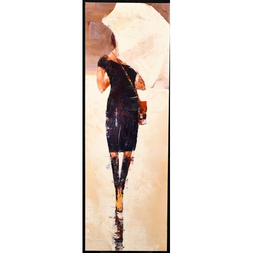 62 - Large Painting on Canvas, Girl with Brolly