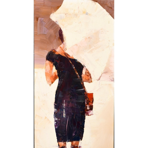 62 - Large Painting on Canvas, Girl with Brolly