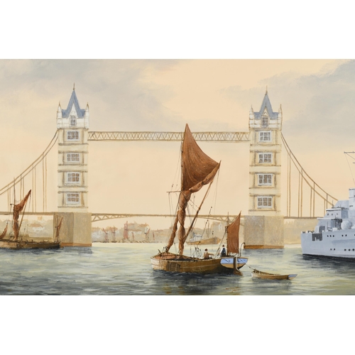 75 - Original Painting of HMS Belfast in the Thames by Ken Hammond