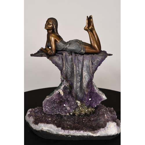 1 - Bronze Sculpture with Amethyst Crystal