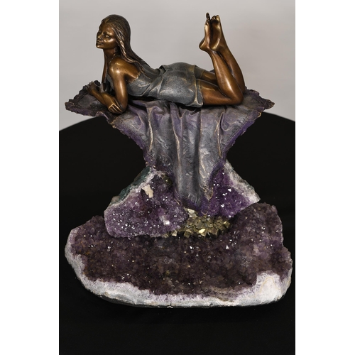 1 - Bronze Sculpture with Amethyst Crystal