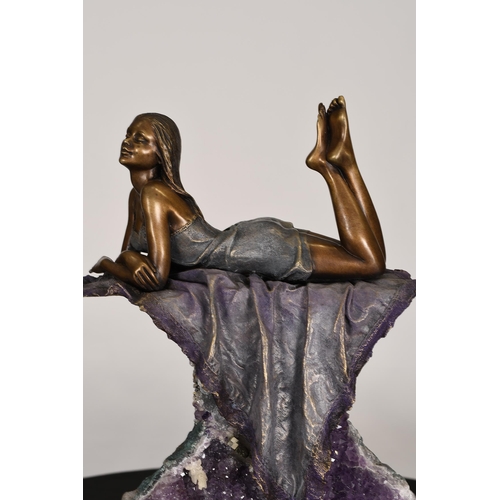 1 - Bronze Sculpture with Amethyst Crystal