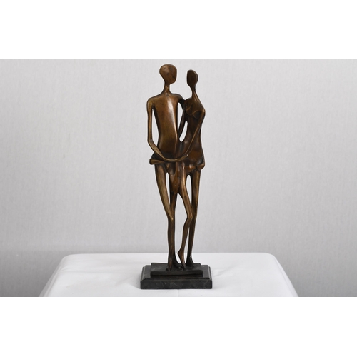 143 - Art Bronze Silhouette Couple on Marble