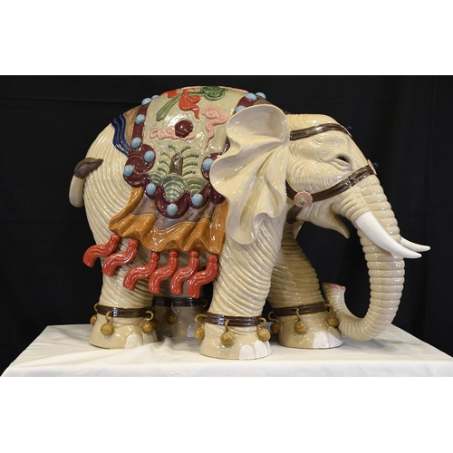 16 - Rare Very Large Shiwan Porcelain Elephant