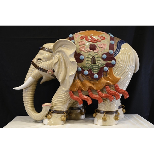 16 - Rare Very Large Shiwan Porcelain Elephant