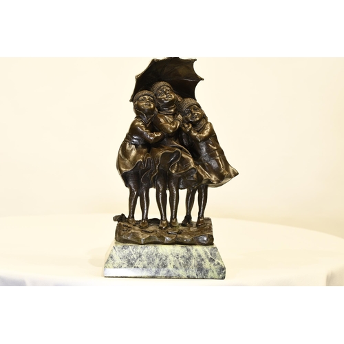 20 - Bronze Children on Marble Base