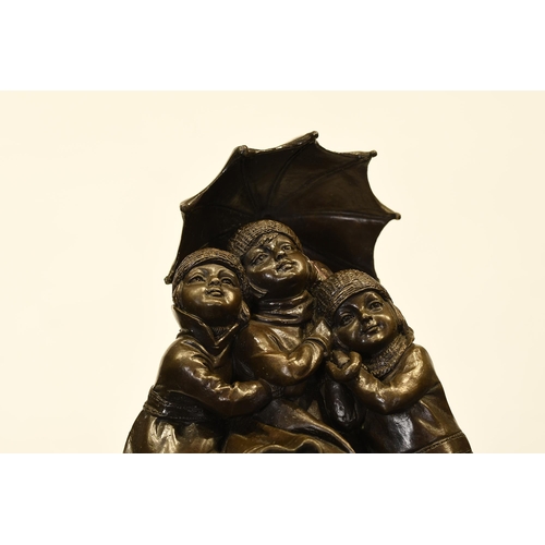 20 - Bronze Children on Marble Base