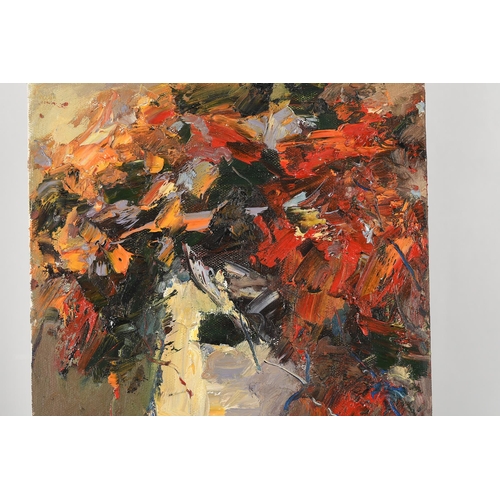 29 - Impressionist Oil on Canvas Vase of Flowers