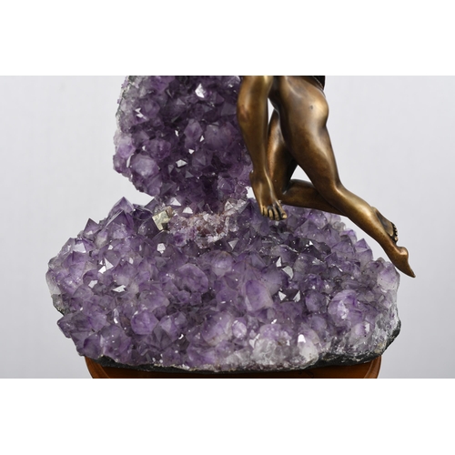 43 - Bronze Sculpture with Amethyst Crystal Base