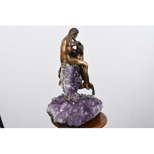 43 - Bronze Sculpture with Amethyst Crystal Base