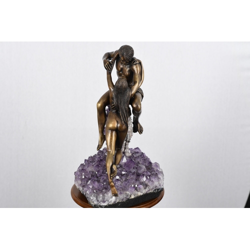 43 - Bronze Sculpture with Amethyst Crystal Base