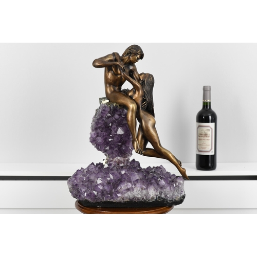 43 - Bronze Sculpture with Amethyst Crystal Base