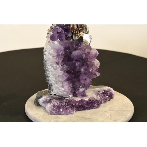 47 - Bronze Sculpture on Amethyst